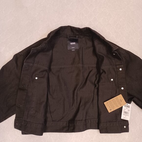 Vans Girl's Medium Jean Jacket Raynes Crop Trucker Black VN000G8SBLK - Picture 3 of 10